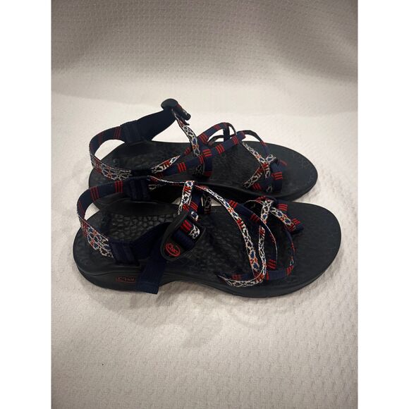 Chaco Women’s Classic Red White Blue Strappy Hiking Sandals Size 9 - Picture 1 of 14